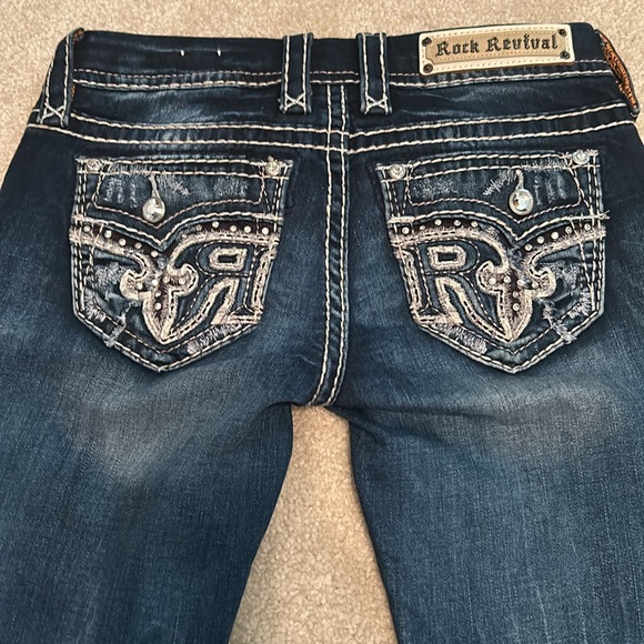 Rock Revival Distressed Jeans Mid Rise.Size 27 Ankle Skinny - Picture 5 of 13
